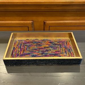 NWOT Jewel of Mumbai Beaded Decorative Glass Perfume Tray